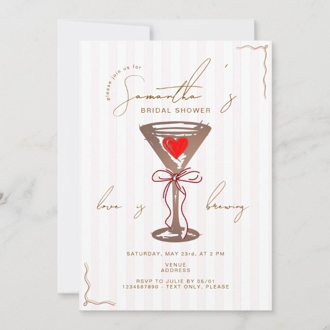 Invitación Espresso Martini Red Mocha Mousse Bridal Shower (Anverso)