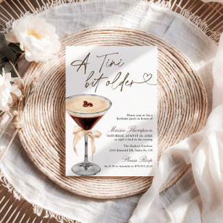 Invitación Espresso Martini Tini Bit Older Birthday Party
