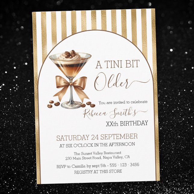 Invitación Espresso martini 'Un poquito mayor' cumpleaños dor (Subido por el creador)