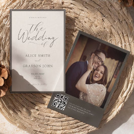 Invitación Espresso Photo Back QR Classic Minimalist Wedding 