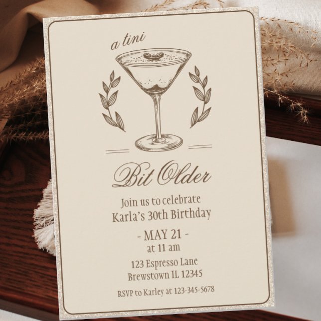 Invitación Espresso Tini un poco más viejo Elegante cumpleaño (Subido por el creador)