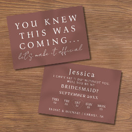 Invitación Espresso Will You Be My Bridesmaid Proposal Card