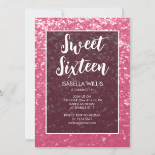 Invitación Espuelas rosas Rosas Sweet 16 guión elegante