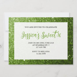 Invitación Espuelas verdes claras Sweet 16 guión elegante