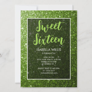 Invitación Espuelas verdes claras Sweet 16 guión elegante