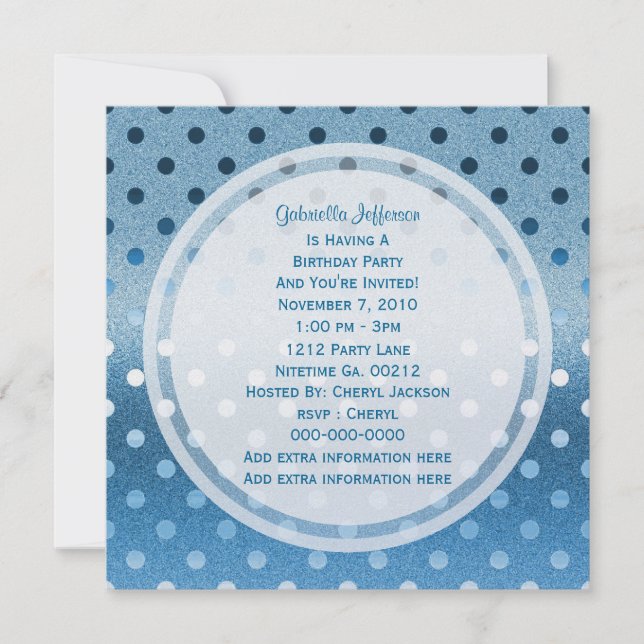 Invitación Espuma azul helado: Puntos de polka:Invitación a l (Anverso)