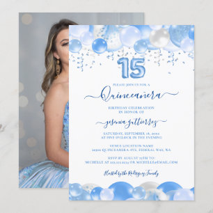 Invitación Espuma de globo azul en Quinceañera Foto