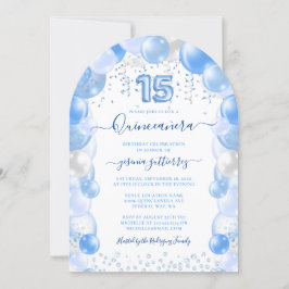 Invitación Espuma de globo azul Quinceañera