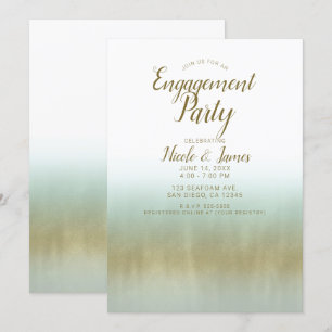 Invitación Espuma de Mar Oro Blanco Elegante Fiesta de Compro