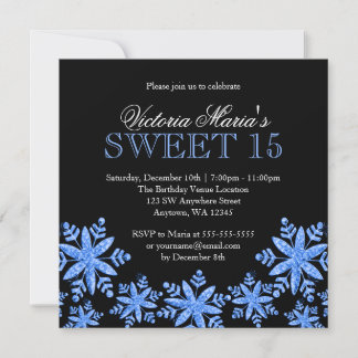 Invitación Espuma de nieve dulce azul 15 invierno Maravilla