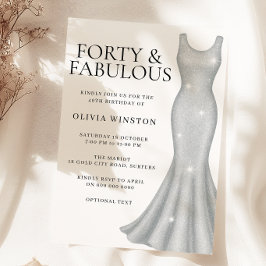 Invitación Espuma de Plata Vestido Shimmer 40 Fiesta de cumpl