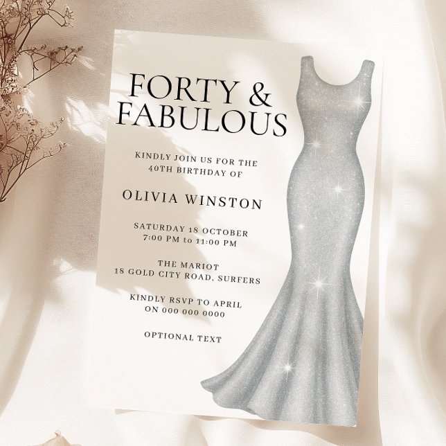 Invitación Espuma de Plata Vestido Shimmer 40 Fiesta de cumpl (Subido por el creador)