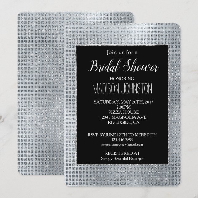 Invitación Espuma dorada negra de ensueño (Anverso / Reverso)