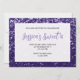 Invitación Espuma violeta morada oscura Sweet 16 guión elegan