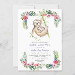 Invitación Espumas cortas Flores tropicales Marco Baby Shower