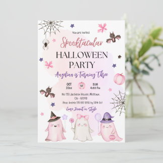 Invitación espumoctular 3 cumpleaños Halloween