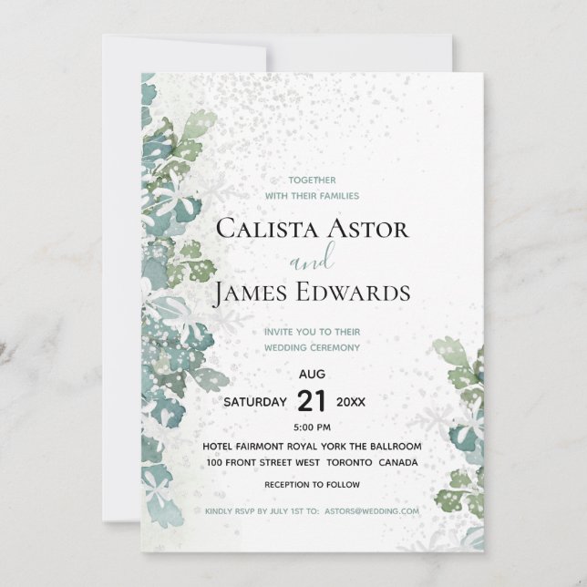 Invitación Espumosa vegetación Boda de jardín blanco (Anverso)