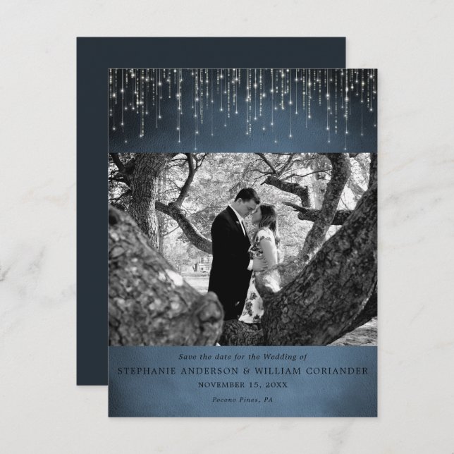 Invitación Espumoso alumbrado: foto azul de la marina salva l (Anverso / Reverso)