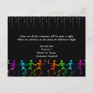 Invitación esquelética de neón del fiesta de