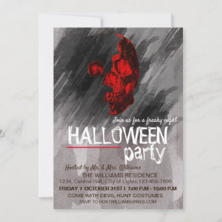 Invitación Esqueleto acuático Arte de Halloween con pintura n