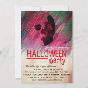 Invitación Esqueleto acuático Arte de Halloween pintado de ro