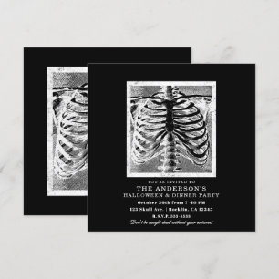 Invitación Esqueleto Antiguo Huesos Torso Cuerpo Halloween