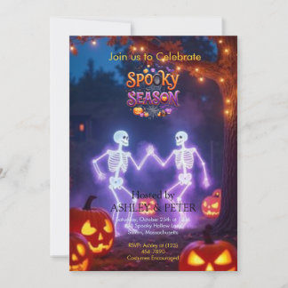 Invitación Esqueleto bailarín espeluznante Fiesta de Hallowee