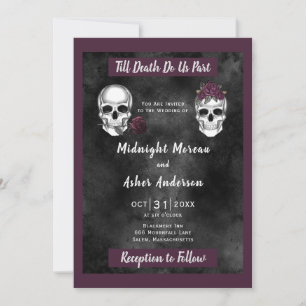 Invitación Esqueleto Calavera Rosa Hasta que la Muerte nos Se