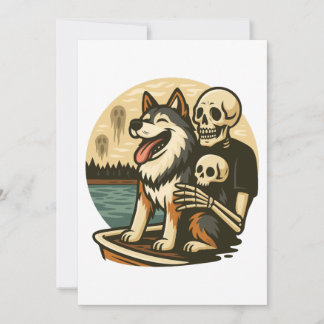 Invitación Esqueleto con Perro en Arte de Terror del Lago Emb