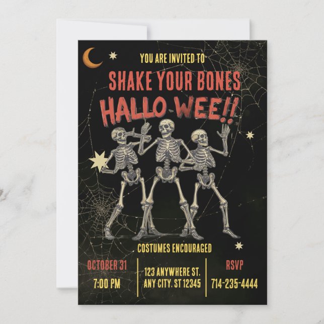 Invitación Esqueleto de baile vintage Halloween (Anverso)