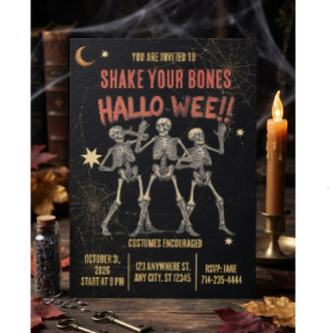 Invitación Esqueleto de baile vintage Halloween