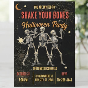 Invitación Esqueleto de baile vintage Halloween