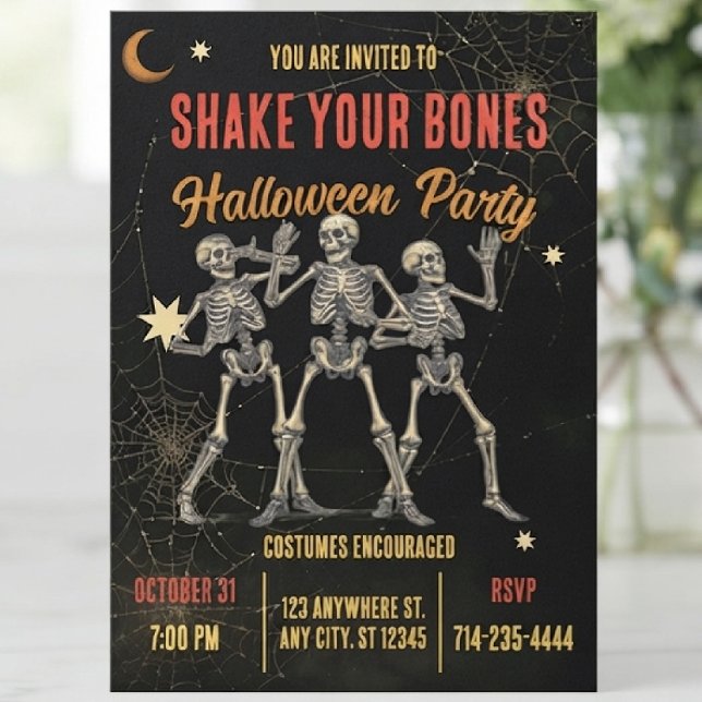 Invitación Esqueleto de baile vintage Halloween (Subido por el creador)