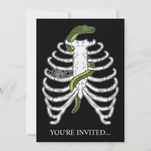 Invitación Esqueleto de caja torácica con serpiente verde de