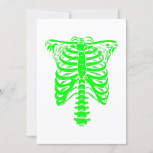 Invitación Esqueleto de Halloween caja torácica verde ácido