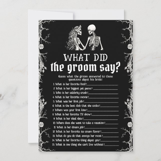 Invitación Esqueleto de Halloween ¿Qué dijo el Groom? (Anverso)