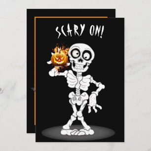 Invitación Esqueleto de Halloween sostiene una linterna Jack-