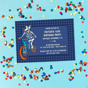 Invitación Esqueleto de hombre lobo en una bicicleta BMX Hori