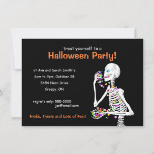Invitación Esqueleto de la fiesta de Halloween