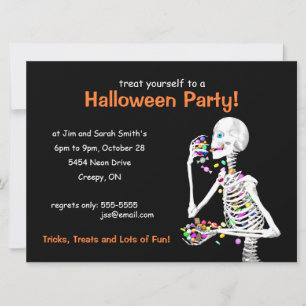 Invitación Esqueleto de la fiesta de Halloween