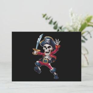 Invitación Esqueleto de pirata con Dabbing Halloween niños Jo