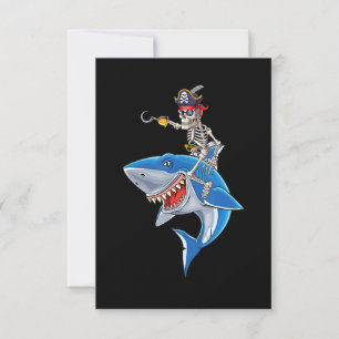 Invitación Esqueleto de pirata montando tiburón niños lindos 