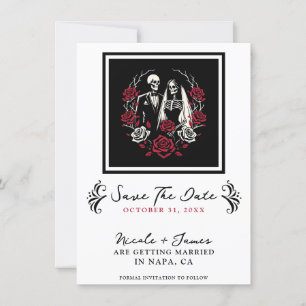 Invitación Esqueleto de Rosas blancos rojos y negros para sal