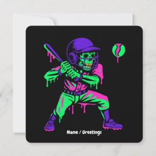 Invitación Esqueleto Divertido Bateando Helado Goteante de Bé