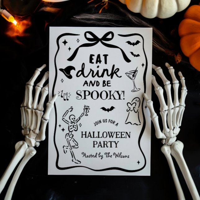 Invitación Esqueleto espeluznante de Halloween dibujado a man (Subido por el creador)