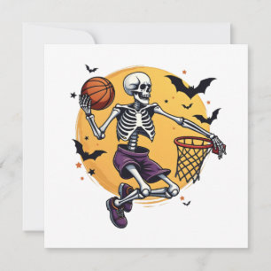 Invitación Esqueleto espeluznante hundiendo baloncesto Cement