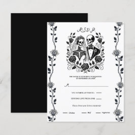 Invitación Esqueleto Floral de Rosa de Vid Blanca Negra RSVP