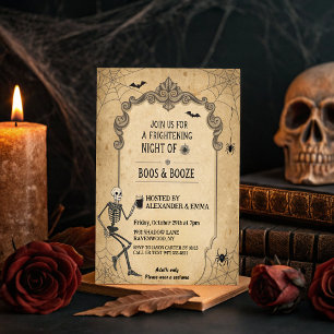 Invitación Esqueleto gótico vintage - Fiesta de Halloween par