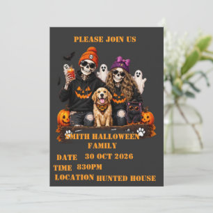 Invitación Esqueleto Personalizado Halloween Quédate Espeluzn