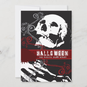Invitación Esqueleto Poético Muerte Fiesta Gótica de Hallowee